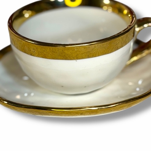 Vintage White & Gold Trim Porcelain Teacup & Saucer Set – Elegant Tableware - Picture 2 of 2